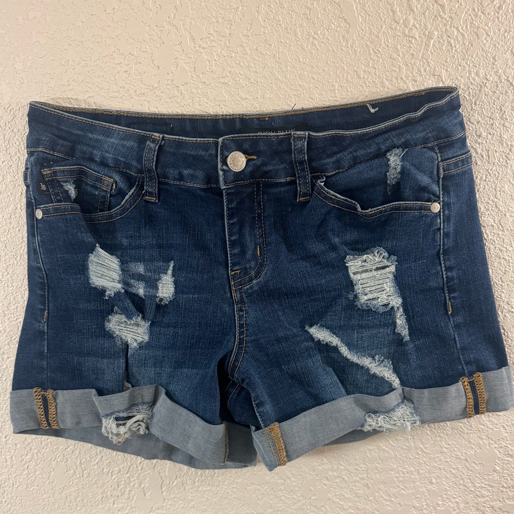 Judy Blue stretch Cuffed Jean Shorts Blue Denim Distressed Women’s Medium